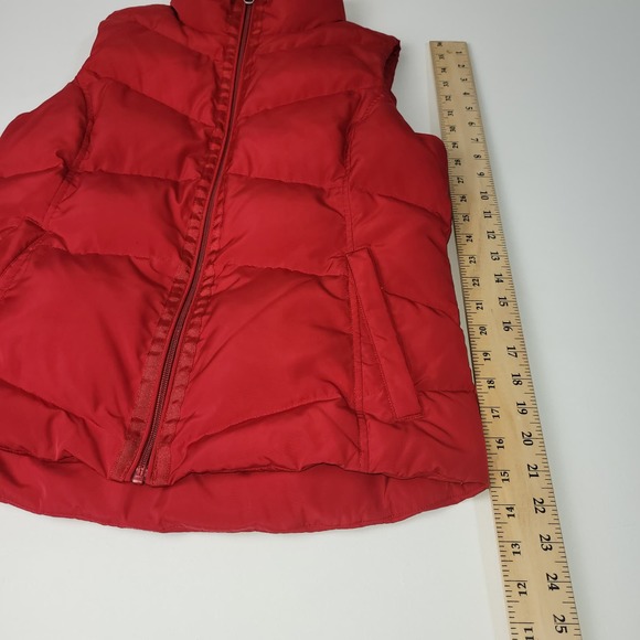 Land's End Puffer Vest Womens XS Red Zip Down Feathers Collar Pockets Lined - Picture 5 of 10